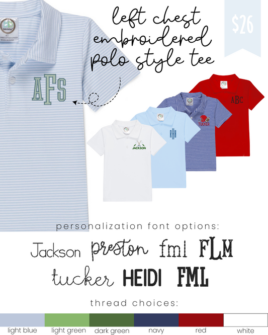 Left Chest Embroidered POLO Style Tee