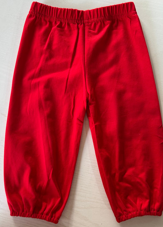 Red Solid Knit Pants